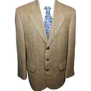 Oak Creek Blazer Mens 42R‎ Brown Tweed Houndstooth Notch Lapel Mohair Jacket